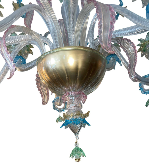Italian Murano Glass Multi-Color Floral Chandelier