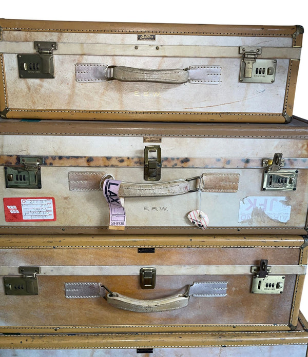 Mid-Century Set of Seven Hartmann Skymate Leather Suitcases. U.S.A.
