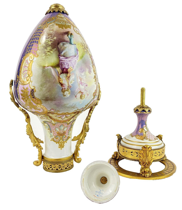 Antique 19th Century French Sevres Porcelain & Bronze Vase. Signed Maxant.