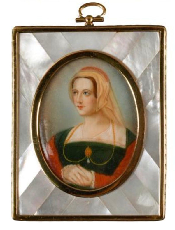 French Set of Six Mother of Pearl Miniature Portraits