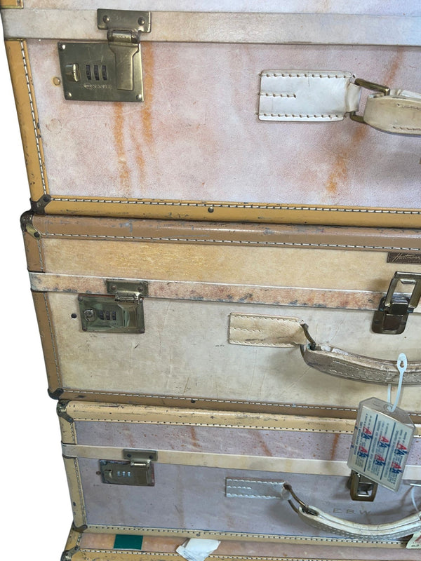 Mid-Century Set of Seven Hartmann Skymate Leather Suitcases. U.S.A.