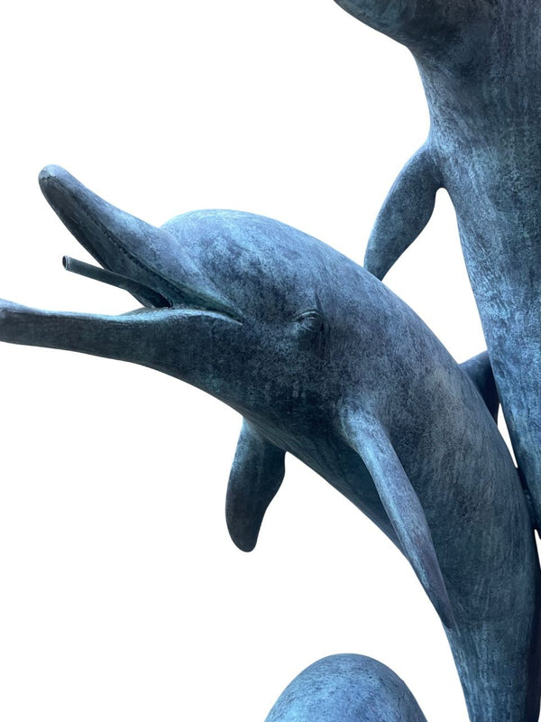 Monumental American Bronze Four-Dolphin Fountain Sculpture. Late 20th Century.