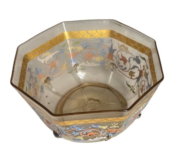 Set for Ten Venetian Gilt-Heightened Enamel Glasses w Plates & Bowls. E. 20th C.