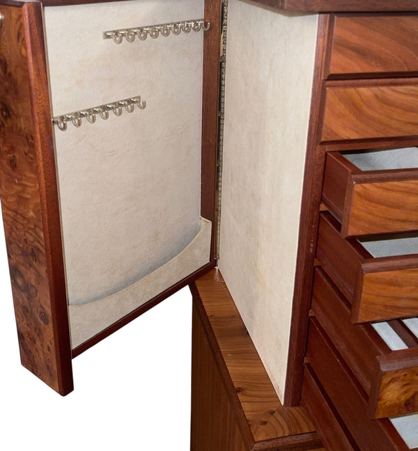 Agresti Lo Scrigno Briar & Mahogany Jewelry Armoire. Italy, 21st Century.