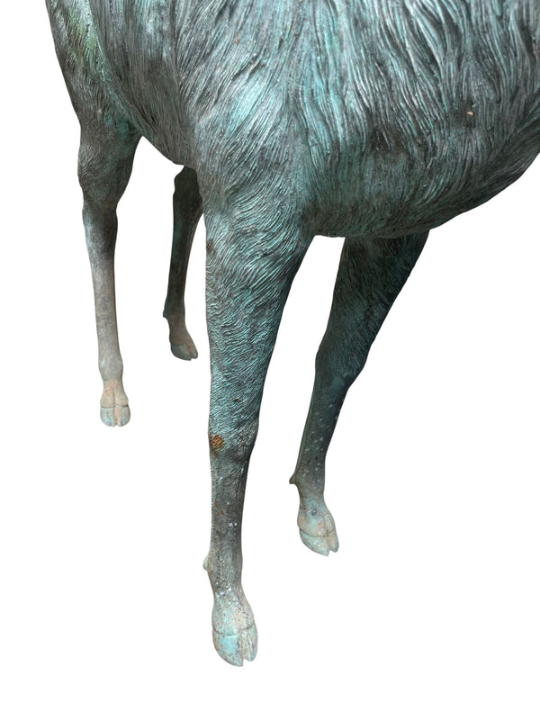 Pair of Monumental Bronze Stag and Doe Sculptures by Lake Geneva Studios