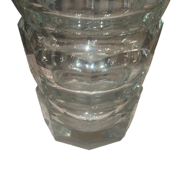 Set of 3 Art Deco Cut Crystal Vases in the Manner of Josef Hoffmann for Moser.