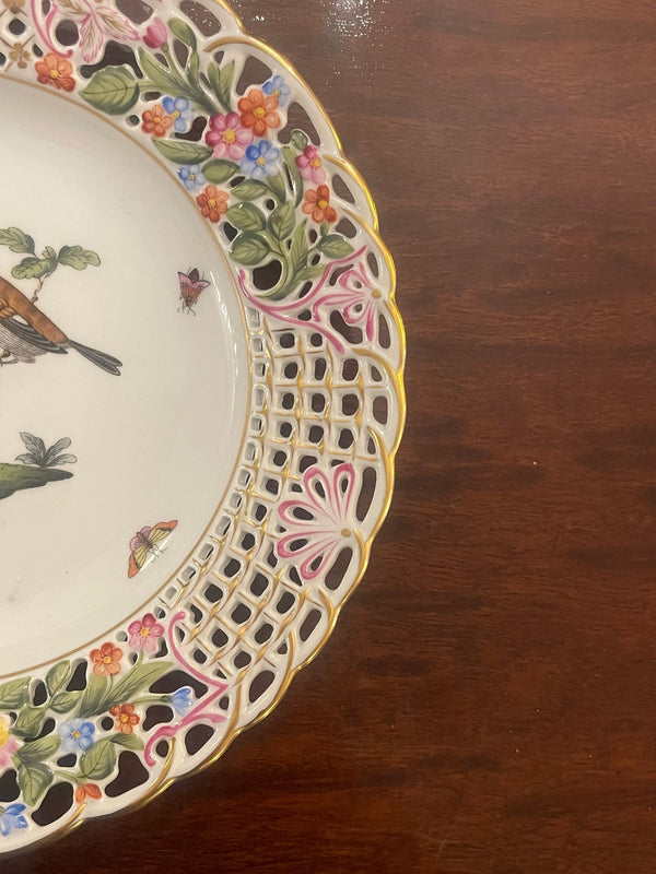 Four Herend Porcelain Reticulated Dessert Plates. Hungary, Mid-20th Century.