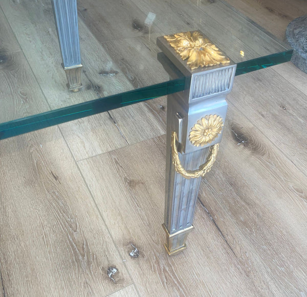 P.E. Guerin Louis XVI Style Bronze Garland Coffee Table. U.S.A Late 20th Century