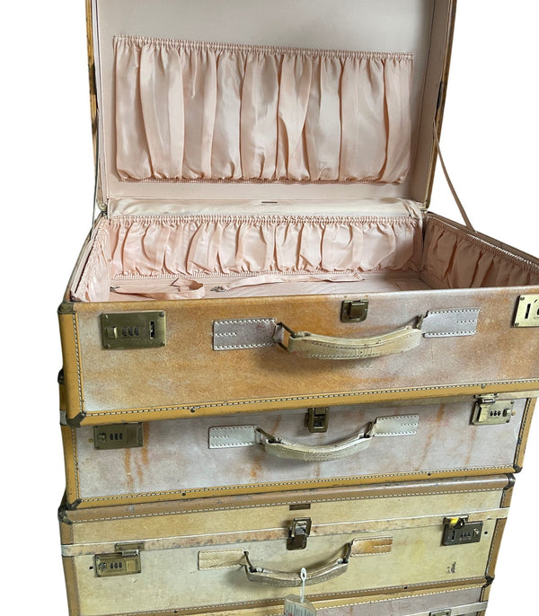 Mid-Century Set of Seven Hartmann Skymate Leather Suitcases. U.S.A.