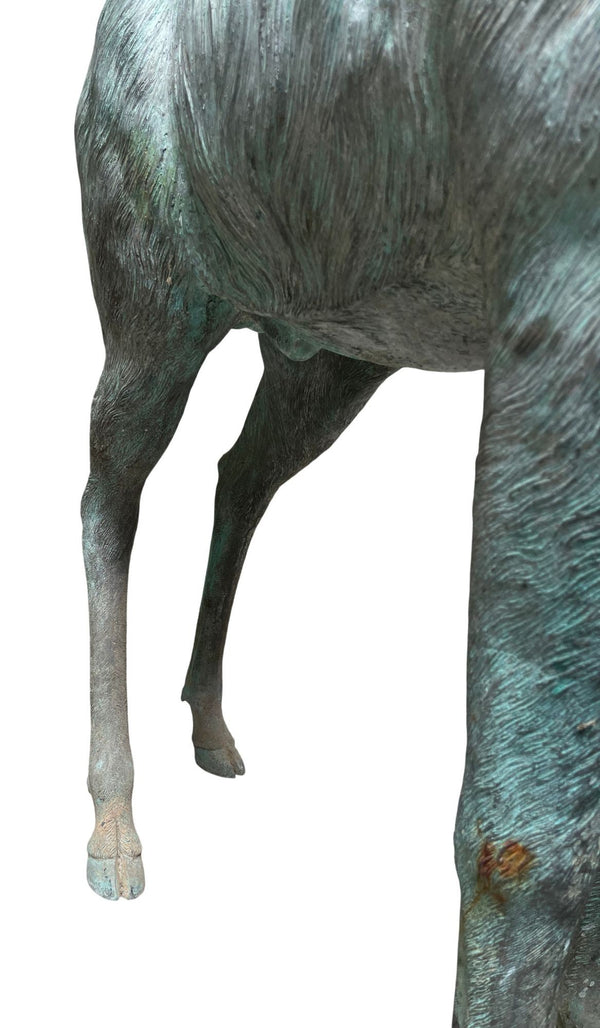 Pair of Monumental Bronze Stag and Doe Sculptures by Lake Geneva Studios