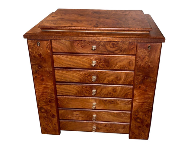 Agresti Lo Scrigno Briar & Mahogany Jewelry Armoire. Italy, 21st Century.