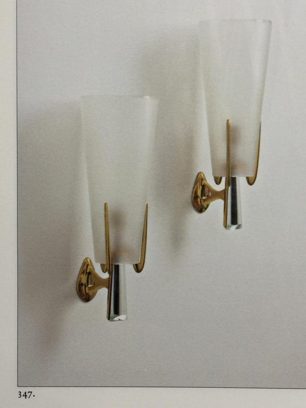 Set of Four Rare Sconces by Max Ingrand for Fontana Arte, Italy, 1959.