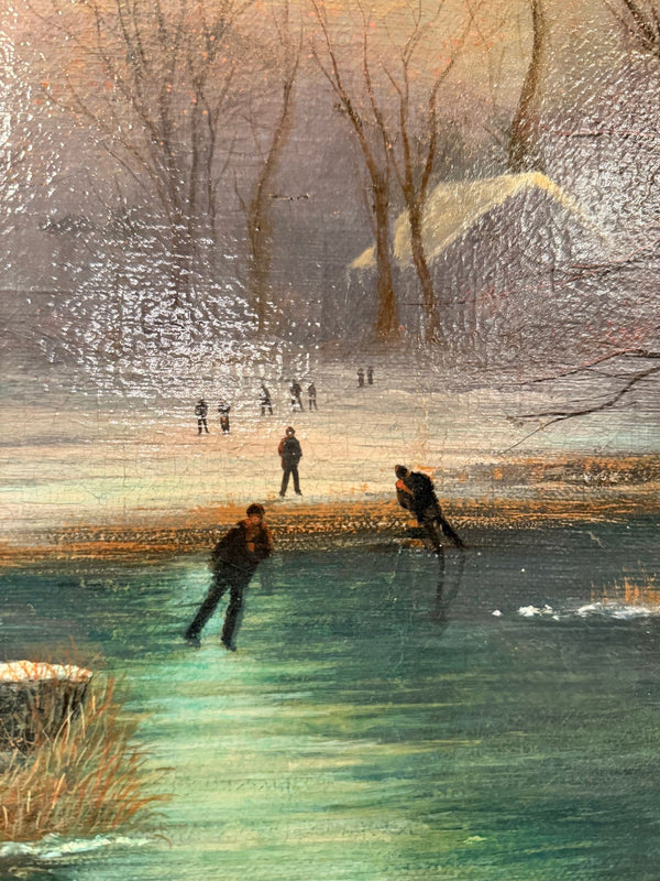 Nils Hans Christiansen Winter Landscape Painting. Denmark, Early 20th Century.