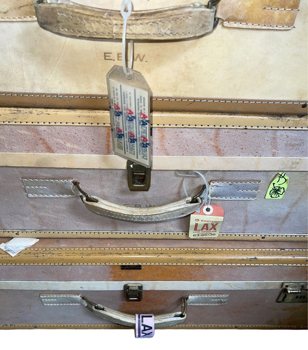 Mid-Century Set of Seven Hartmann Skymate Leather Suitcases. U.S.A.