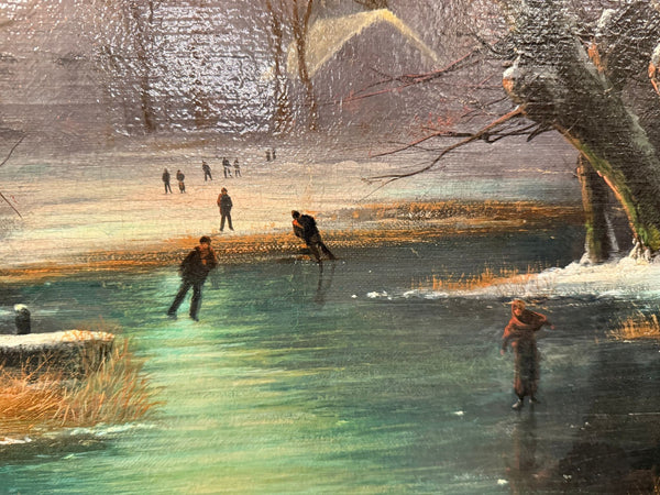 Nils Hans Christiansen Winter Landscape Painting. Denmark, Early 20th Century.