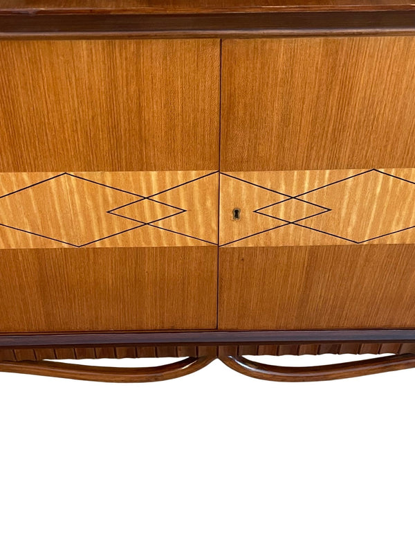Italian Mid-Century Inlaid Six-Door Sideboard. 1960's.