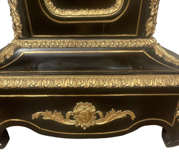 Similar Pair 19th C. Napoleon III Ebonized Pedestals with Hardstone & Bronze.