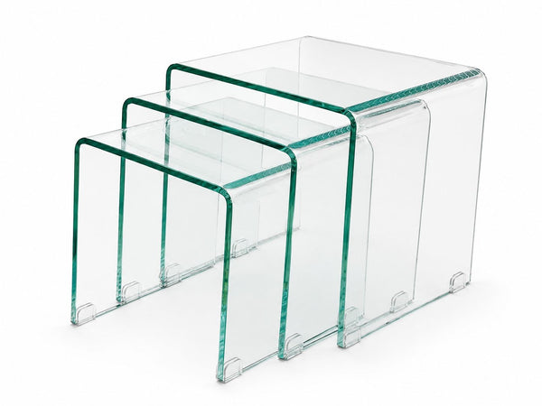 Pair of Italian Waterfall Glass Nesting Tables, 20th Century