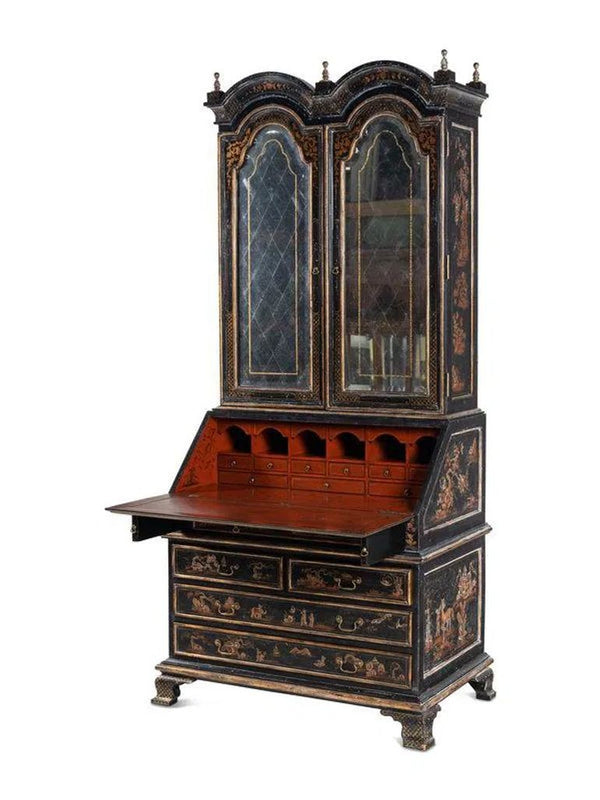 George II Style Black and Gilt-Japanned Bureau Bookcase, Early 20th Century