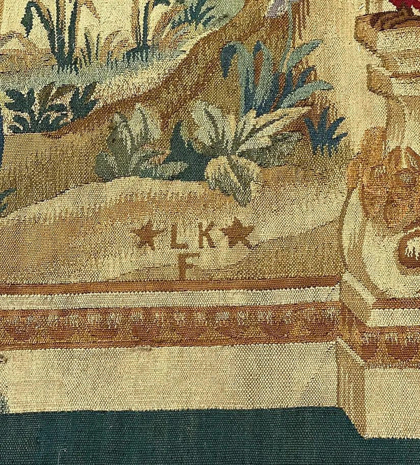 Late 19th Century Verdure Wool Tapestry Signed L.K.F. (Lorentz Kleiser).