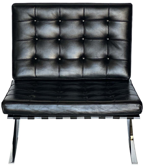 Pair of Vintage Italian Black Leather & Chrome Barcelona Chairs
