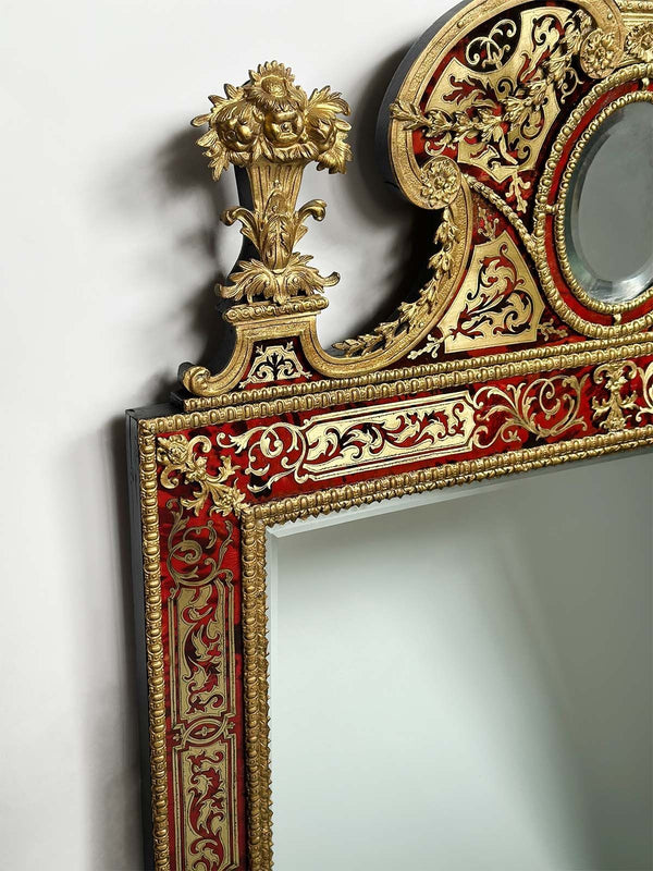 French 19th Century Boulle Brass Inlay Mirror