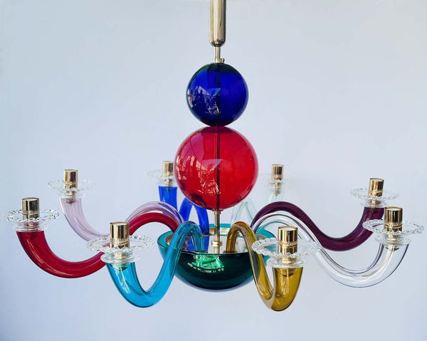 Vintage Polychrome Murano Glass Chandelier by Gio Ponti for Venini