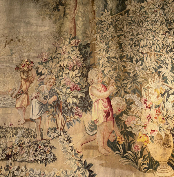 18th Century French “Spring” from Les Enfants Jardiniers Tapestry