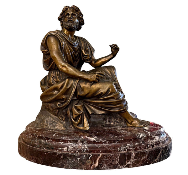 19th Century French Bronze Figure of Ancient Greek Philosopher Zeno of Elea.