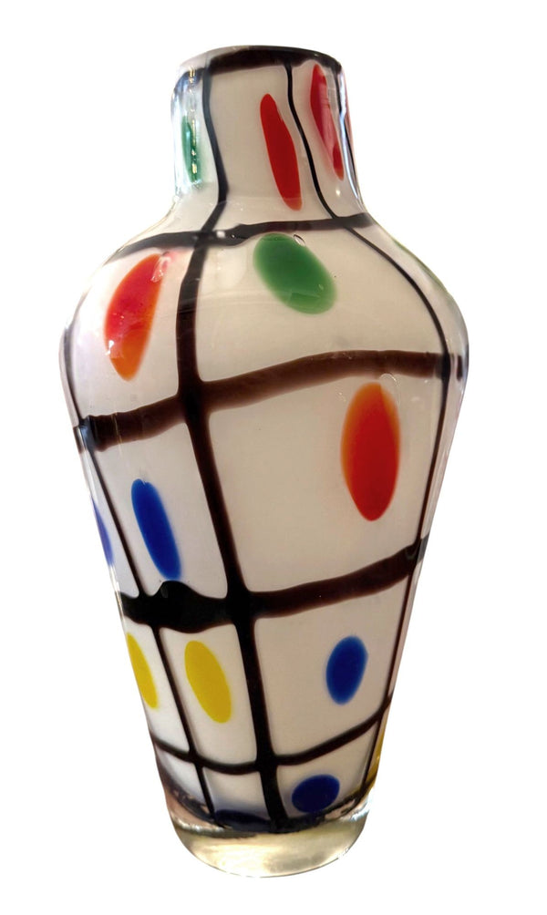 Vintage Italian Murano Polka Dot Art Glass Vase, Mid-20th Century.