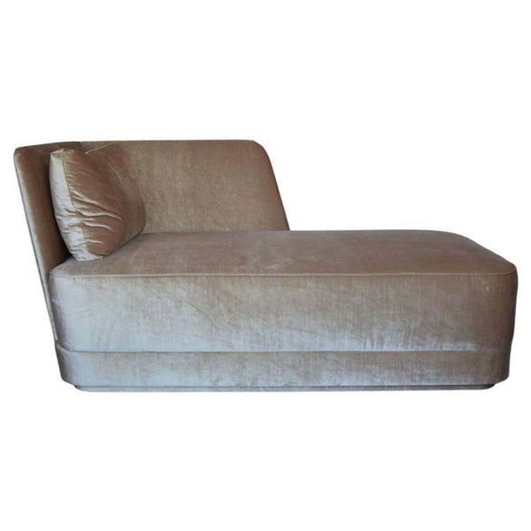 Newly Upholstered Champagne Silk Velvet Chaise Lounge