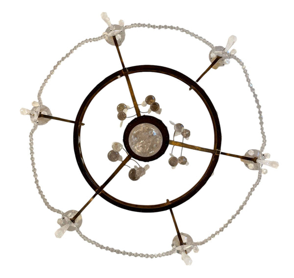 Gold Leaf Wrought Iron Rock Crystal & Citrine Fruit Chandelier Italy Mid-20th C.