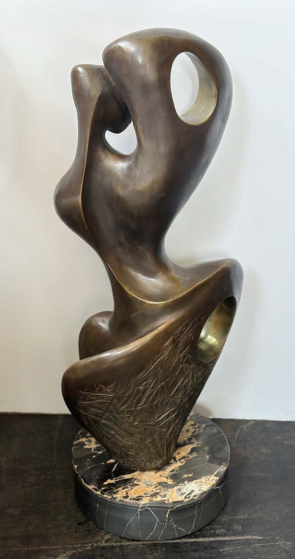 Abstract Bronze Sculpture on Marble Base by Jean-Jacques Porret, 1986