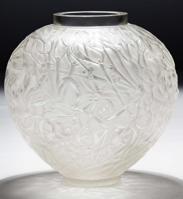 René Lalique "Gui" Frosted Glass Vase, 1920's