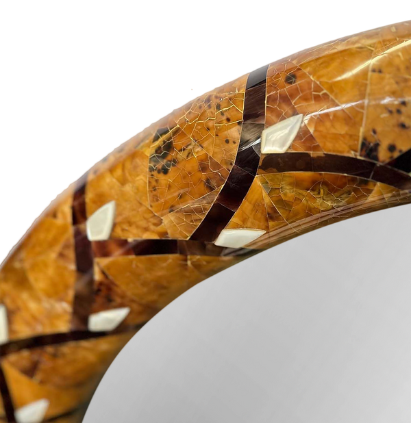 Large Round Mirror with Mother of Pearl Details by Muramasa Kudo