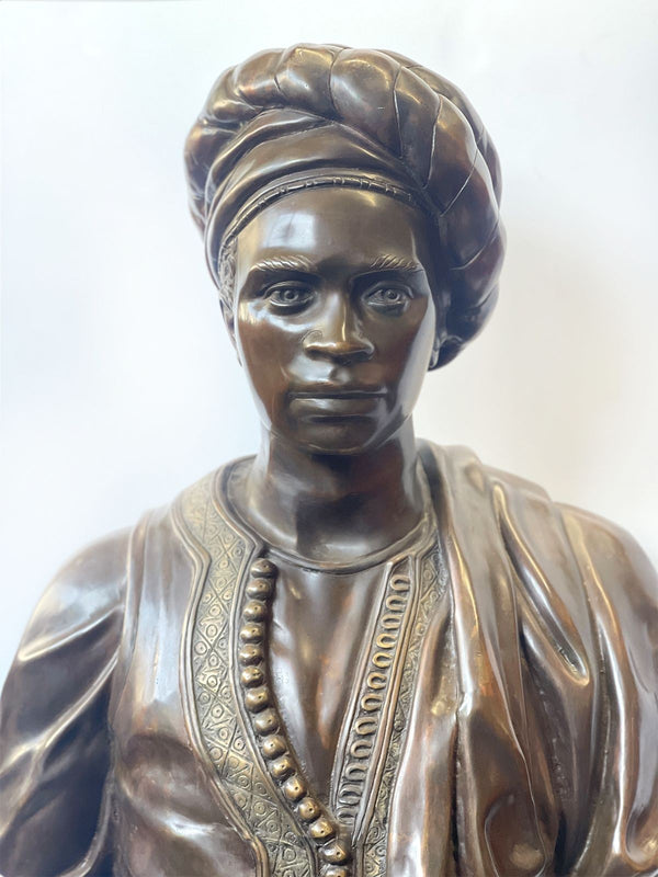 Nègre du Soudan Bronze and Marble Bust after Charles-Henri-Joseph