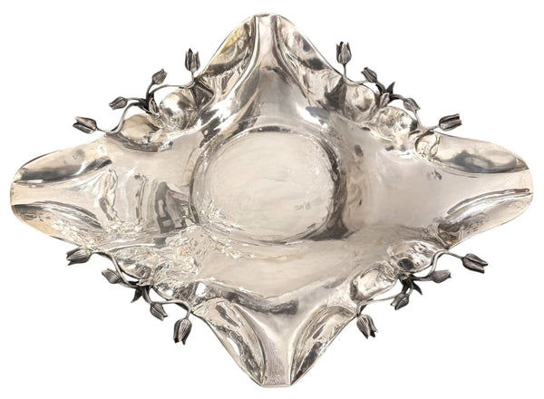Pair of Damar 925 Sterling Silver Floral Centerpiece Bowls, 20th Century.