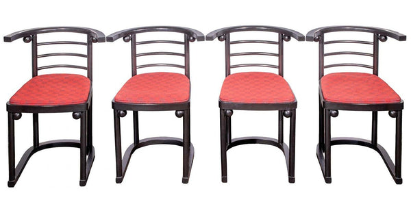 Set of Four Josef Hoffmann Fledermaus Style Chairs. Austria, 20th Century.