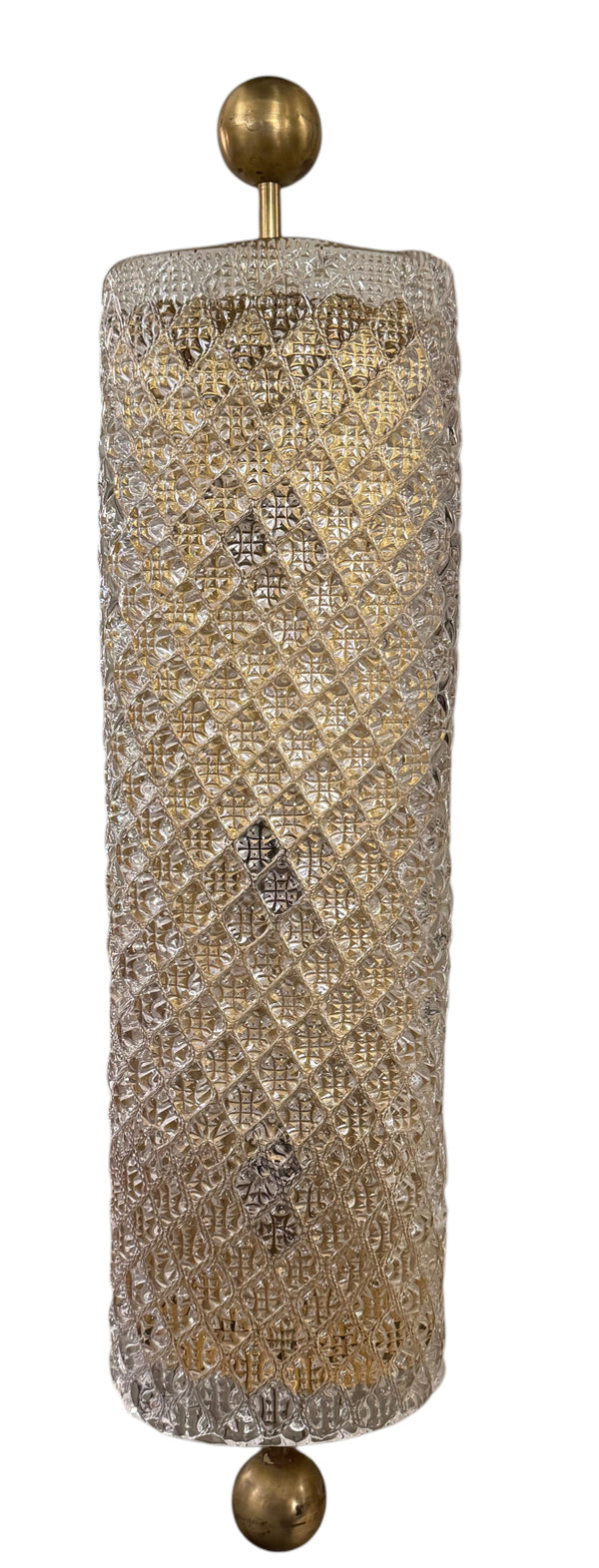 Vintage Single Murano Glass & Brass Wall Sconce. Italy, 1970's.