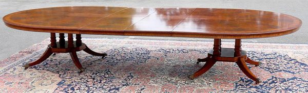 English Regency Mahogany & Satinwood Extendable Dining Table