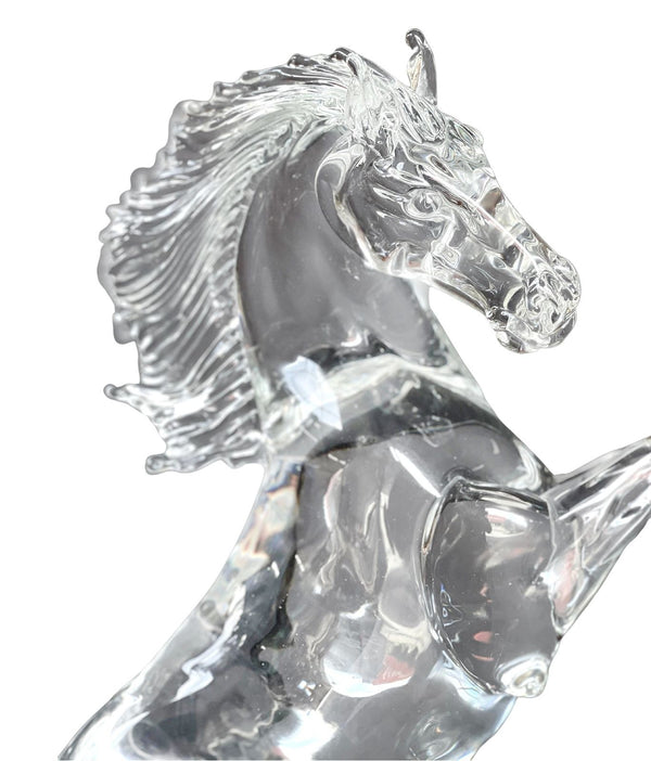 Clear Murano Glass Horse Sculpture by Arnaldo Zanella