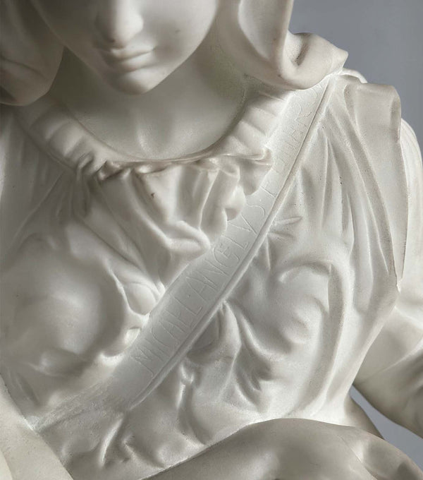 Mid-20th Italian White Marble Sculpture 'Madonna della Pietà' after Michelangelo