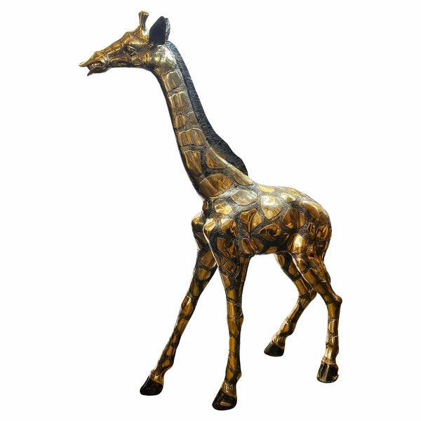 Oversized Vintage Brass Giraffe Sculpture After J. Moigniez