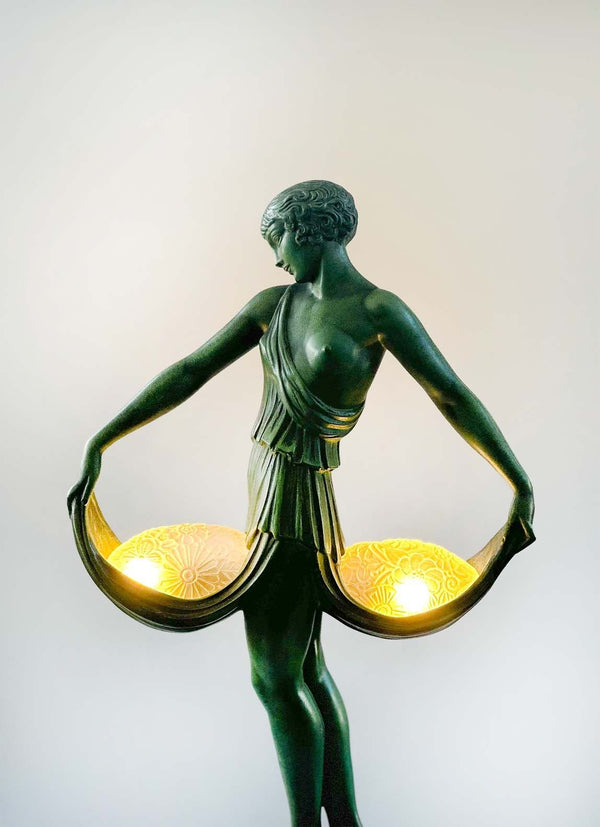 Art Deco Sculptural Table Lamp by P. Le Faguays, c. 1930
