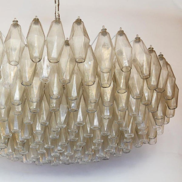 Alberto Donà Light Smoky Murano Poliedri Chandelier, Italy, 1960's.
