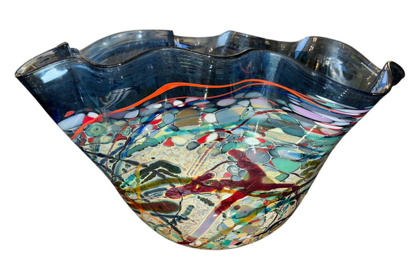 John Gerletti Signed Art Glass Centerpiece Vase, 1997, U.S.A.