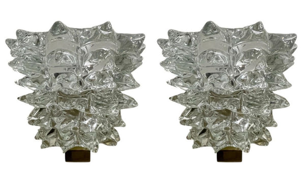 Set of Ten Murano “Rostrate” Glass Sconces Attributed to Barovier e Toso, 1970's