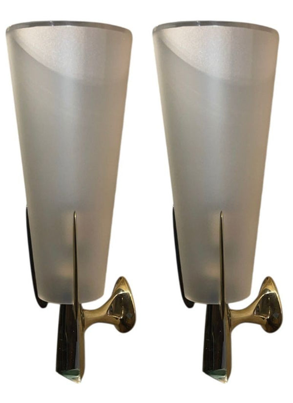 Set of Four Rare Sconces by Max Ingrand for Fontana Arte, Italy, 1959.