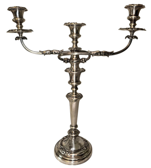 Pair of Silver Candelabras with Floral Detailing, France, Mid-20th Century.