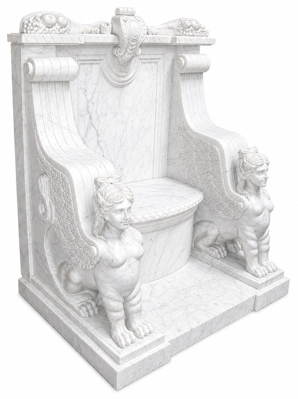 Late 19th Century Pair of Monumental Italian Marble Throne Chairs